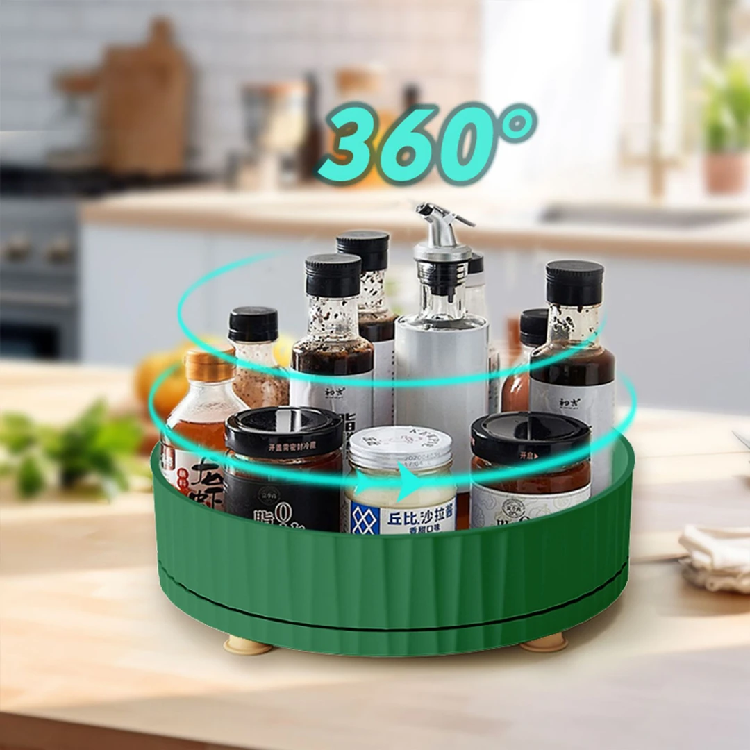 厨房收纳可旋转调料置物架360度多功能旋转果盘化妆品收纳 置物架