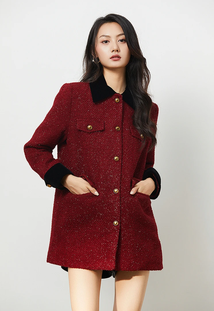 宽松型女装翻领冬季常规外套中长款RL24438W501