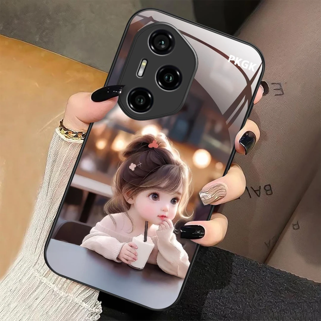 适用【荣耀300 Pro】喝茶女孩液态玻璃手机壳 防摔刮 网红时尚