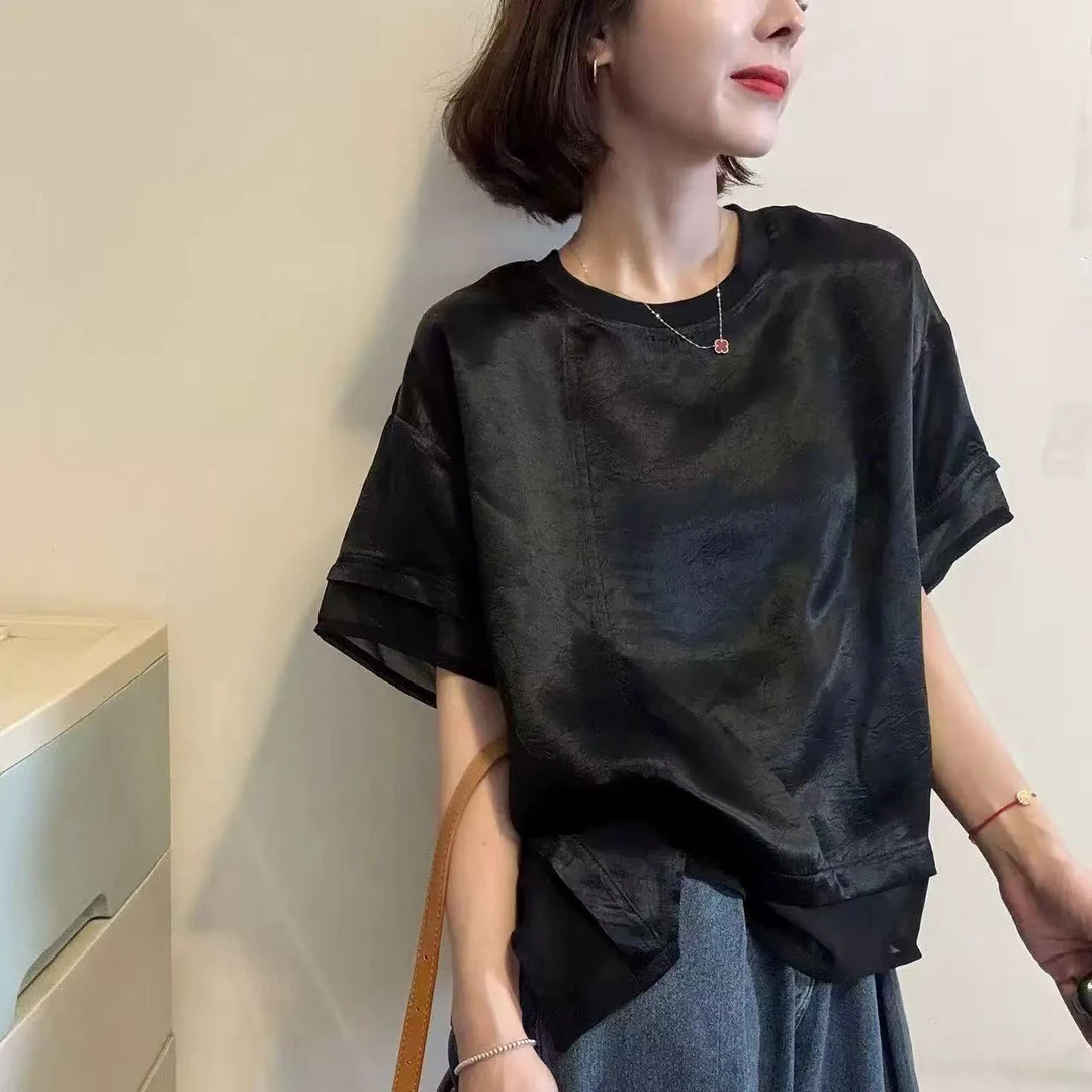 ZOZO-3787-831夏季新款女短袖醋酸减龄百搭T恤