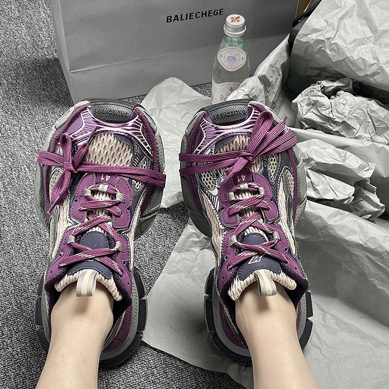 厚底老爹鞋女2025新款春夏爆款做旧增高休闲透气百搭运动情侣鞋男