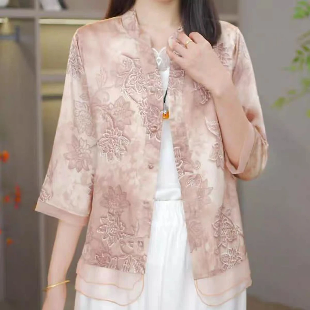 10673-春夏秋季新款新中式国风气质妈妈装上衣衬衫女【A仓】