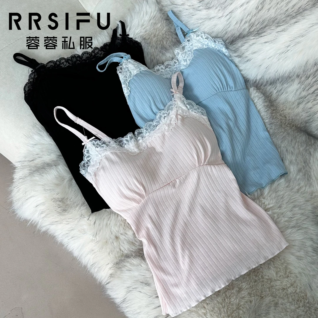 【RRSIFU蓉蓉私服】XS2072蕾丝带胸垫小吊带背心可外穿无袖打底衫
