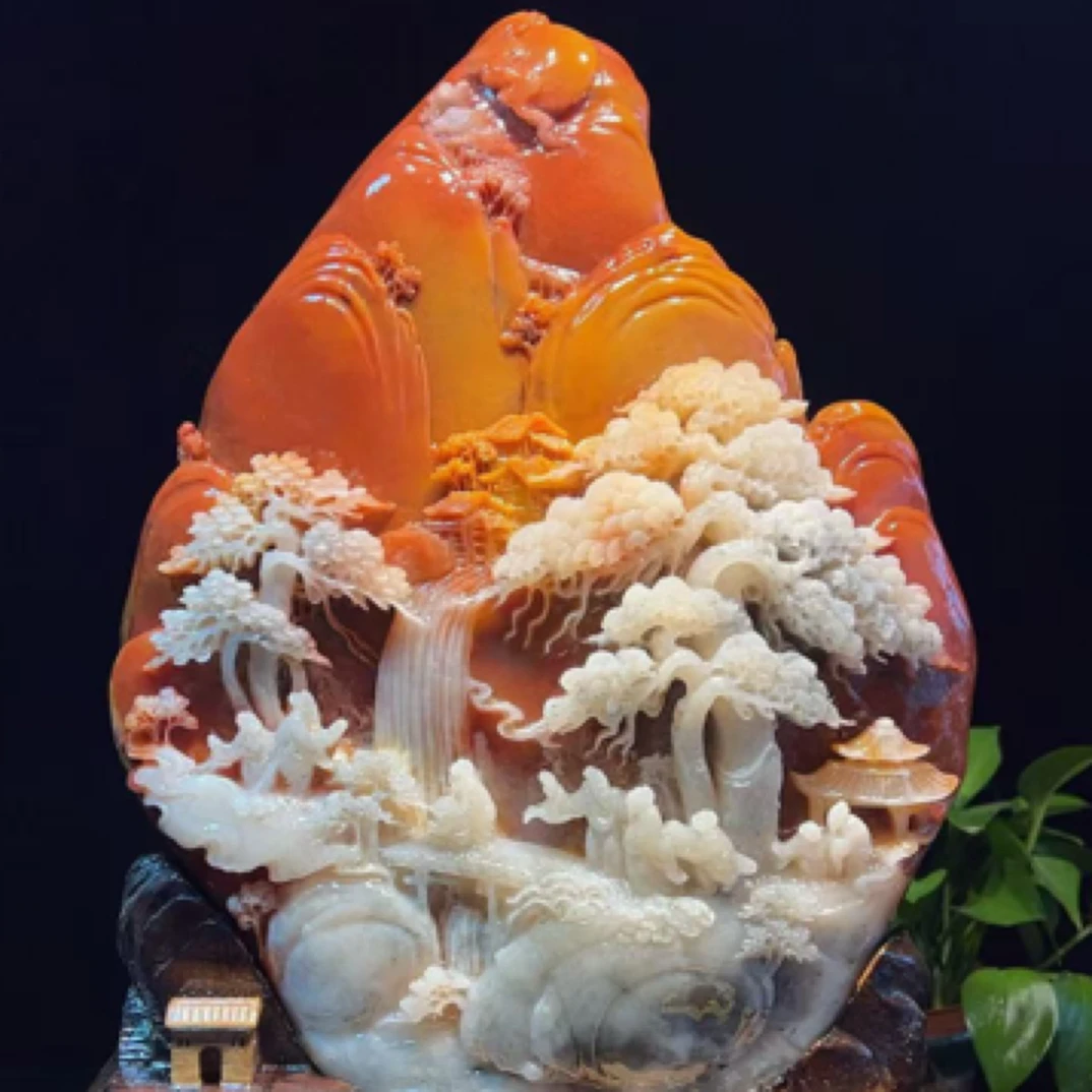 寿山石摆件前程锦绣，漂亮大气