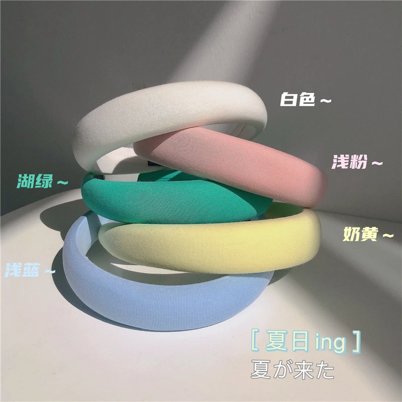 奶油色可爱糖果色宽边海绵头箍气质网红发箍白色发饰百搭头饰女