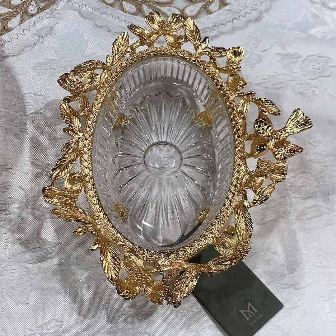 摆件H014福利水晶陪铜收纳盘