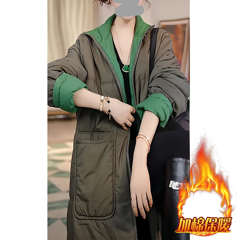 加厚时尚气质高档双面穿棉服女2025秋冬新款宽松遮肉显瘦保暖外套