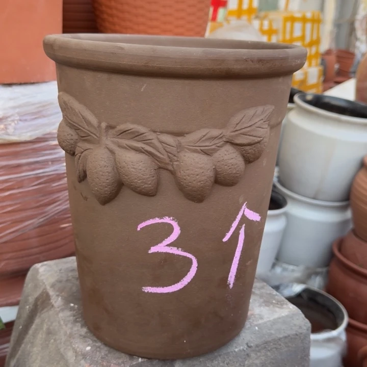 紫砂花盆口25高31宜兴紫砂瑕疵花泥