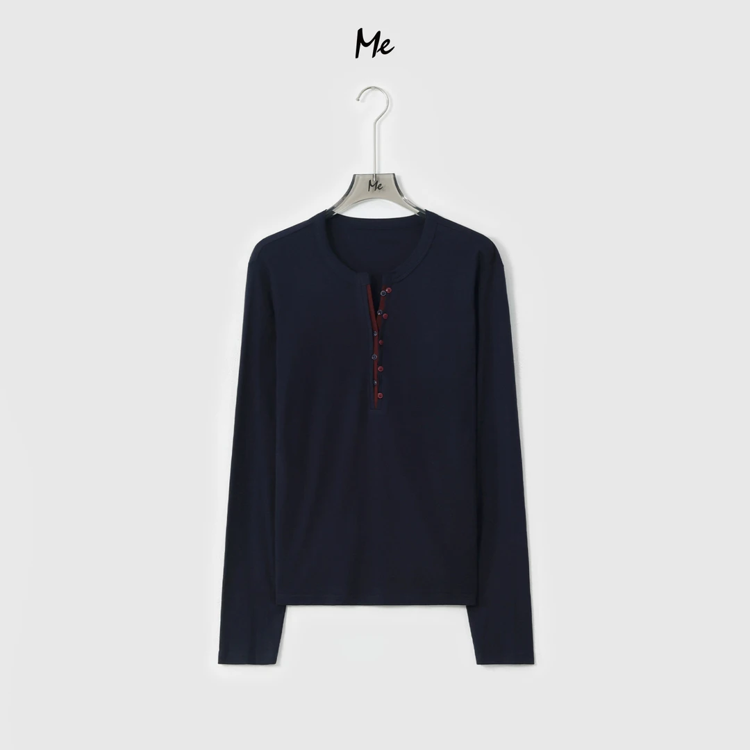 ME【双门襟亨利衫】天丝混纺超柔Q弹极简时尚百搭休闲上衣MESA0266