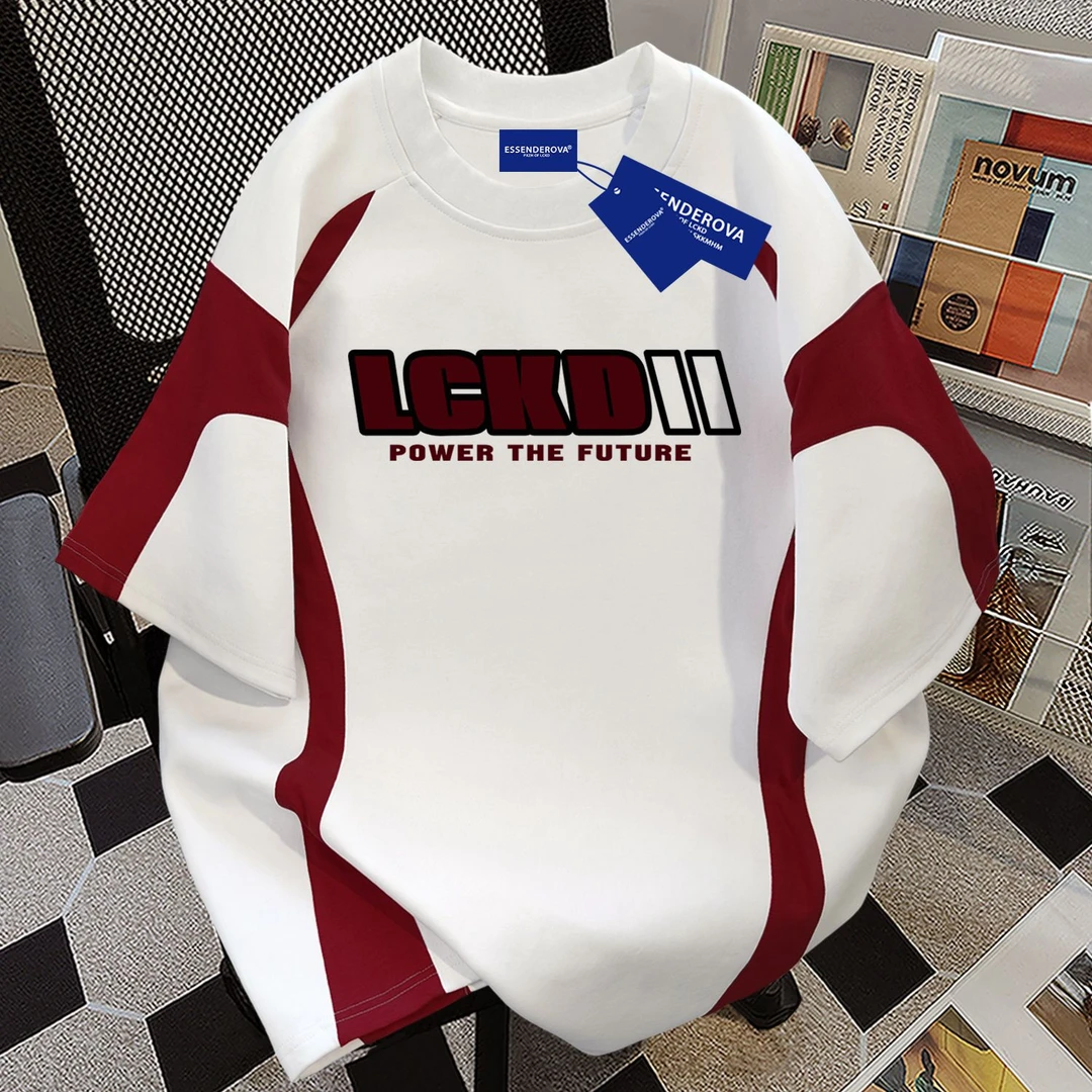 100%纯棉国潮街头风短袖t恤男女夏季宽松设计感休闲情侣上衣ins潮