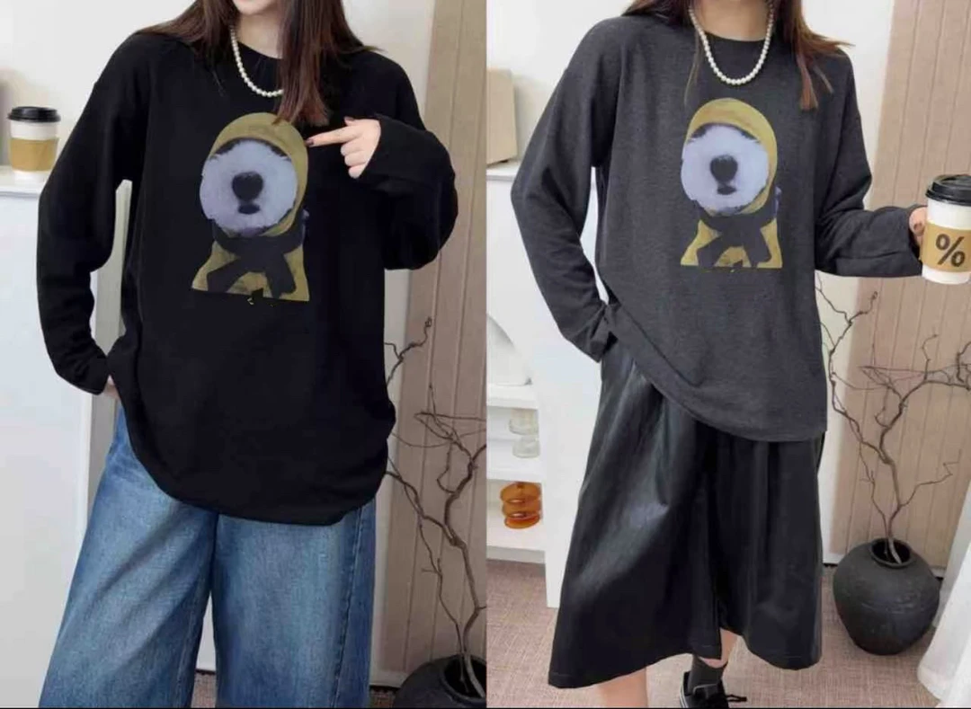 【9067】格#印花卡通圆领打底上衣