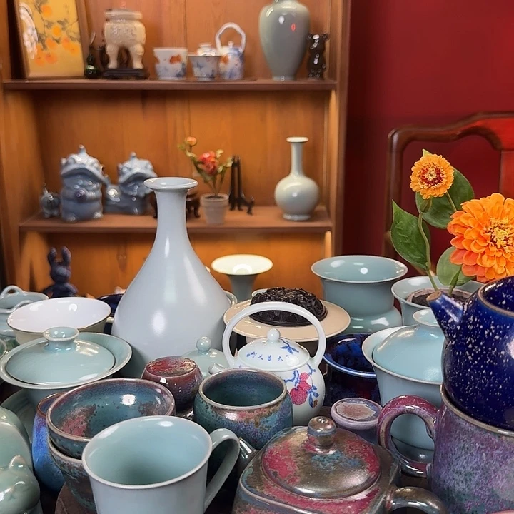 橘***欢钧瓷壶配杯子，，，，，，，，