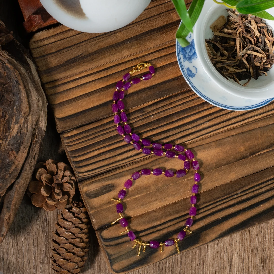 世间臻宝-传承品18K金玻璃紫舒俱来项链/45cm/多样性发/P5163/孤