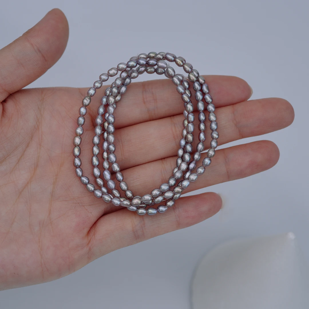 淡水无核珍珠小紫米弹力手链3-4mm多样性发1