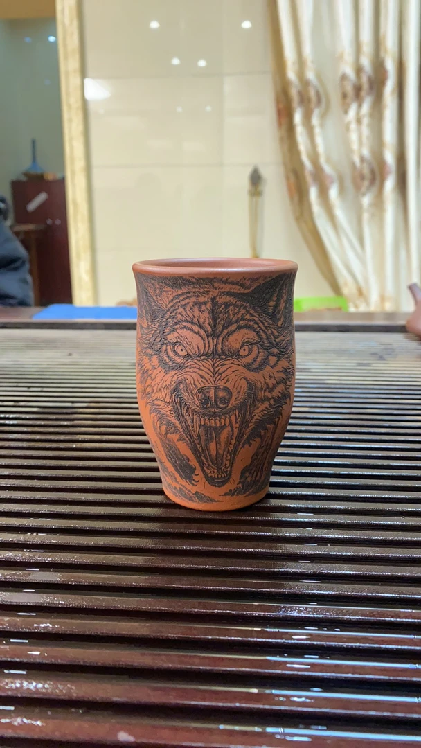 宜兴原矿紫砂原矿朱泥紫砂主人杯手握暖手杯如狼似虎容量180毫升