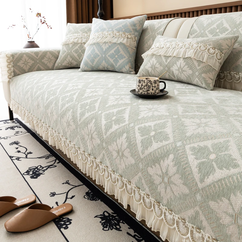 雪尼尔沙发垫四季通用高级感防滑皮沙发套罩巾新款坐垫盖布可定制