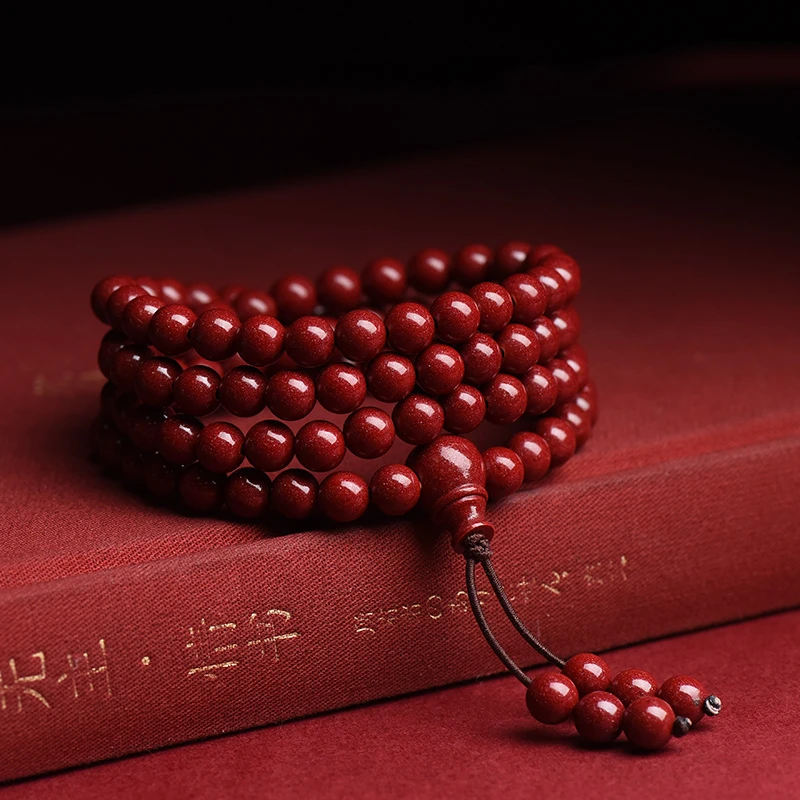 含辰砂工艺品含辰砂工艺品朱砂紫金砂108颗多圈手串/毛衣链