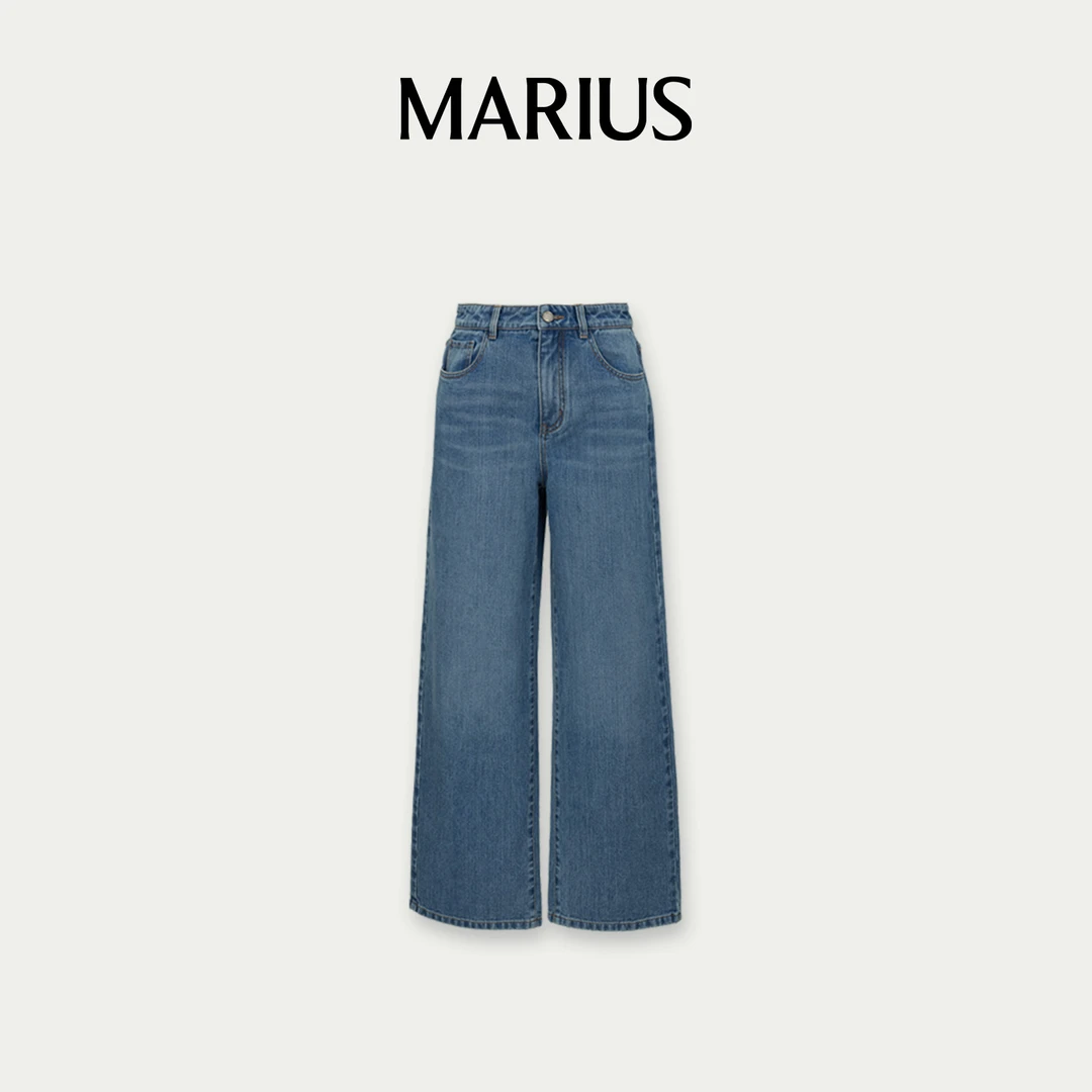 MARIUS日本重奢司冈山定织扎实坚亲肤挺阔复古牛仔直筒裤春夏