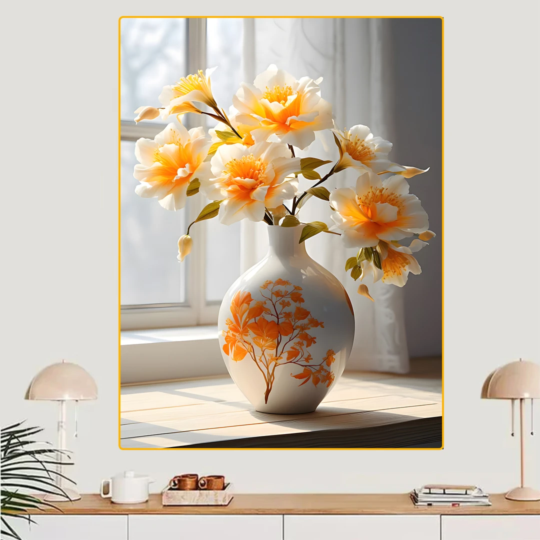 CT14花瓶北欧简约餐厅装饰画饭厅挂画中国风餐桌笔画饭店墙面