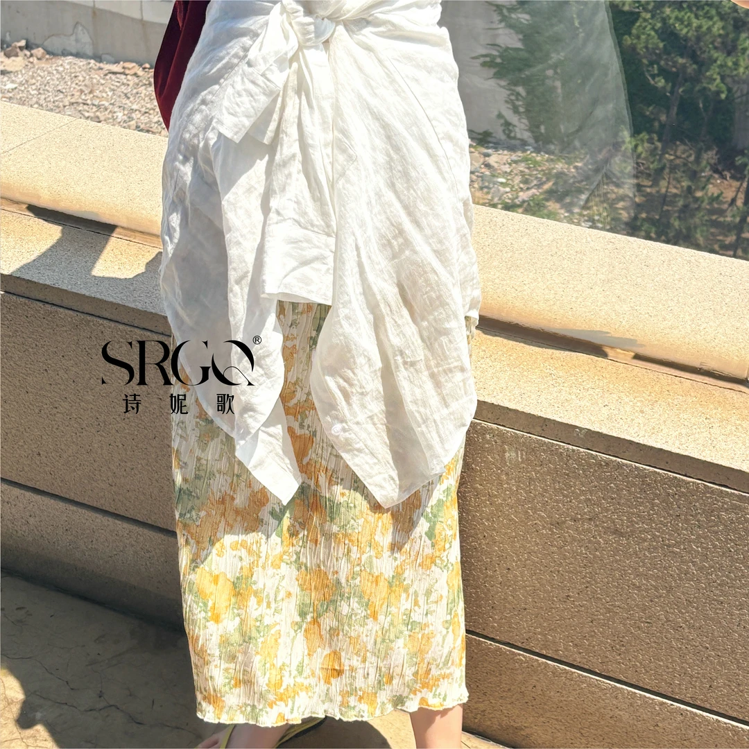 诗妮歌 | 黄花半身裙 高级感碎花度假休闲日常舒适半身裙