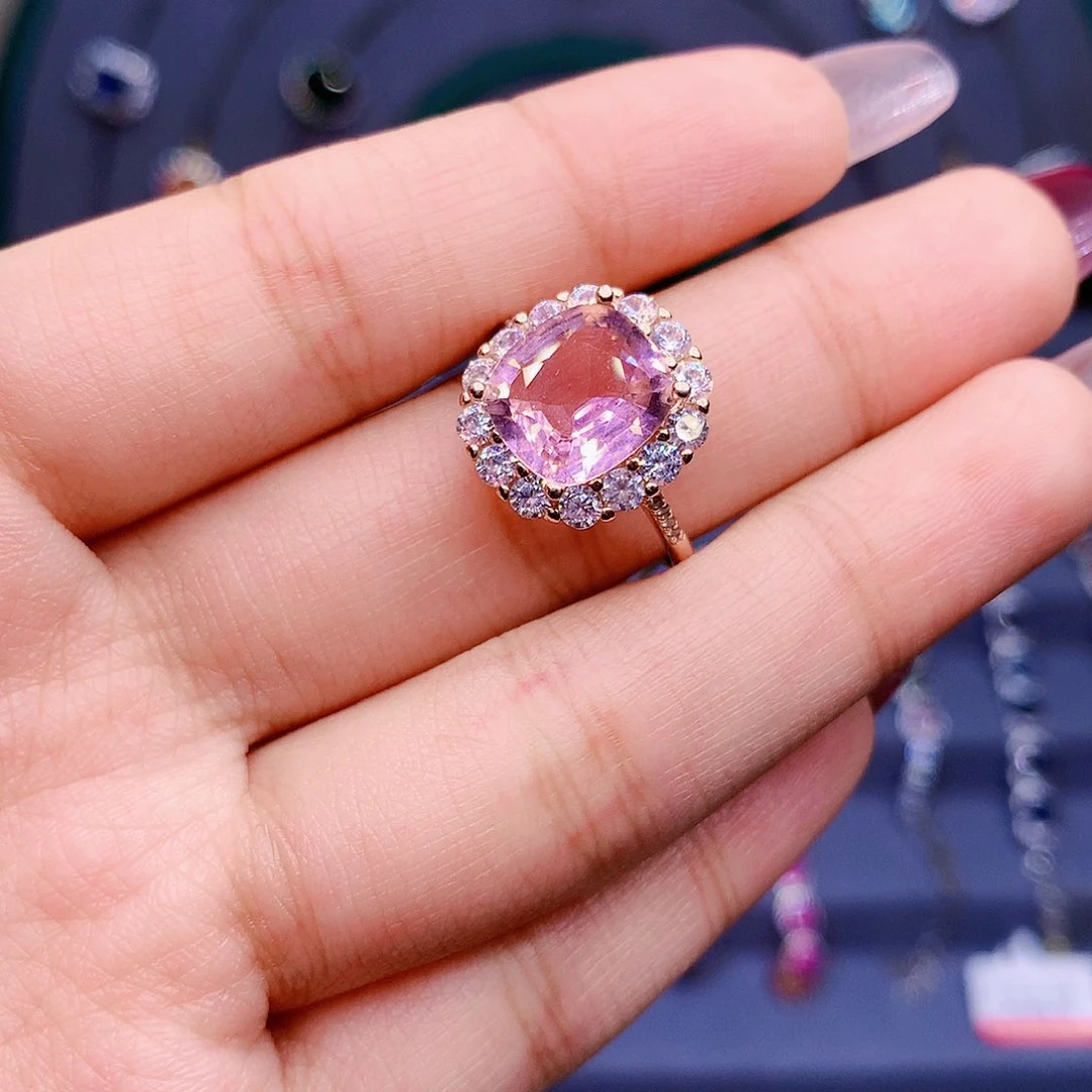 碧玺戒指银S925镶嵌6666