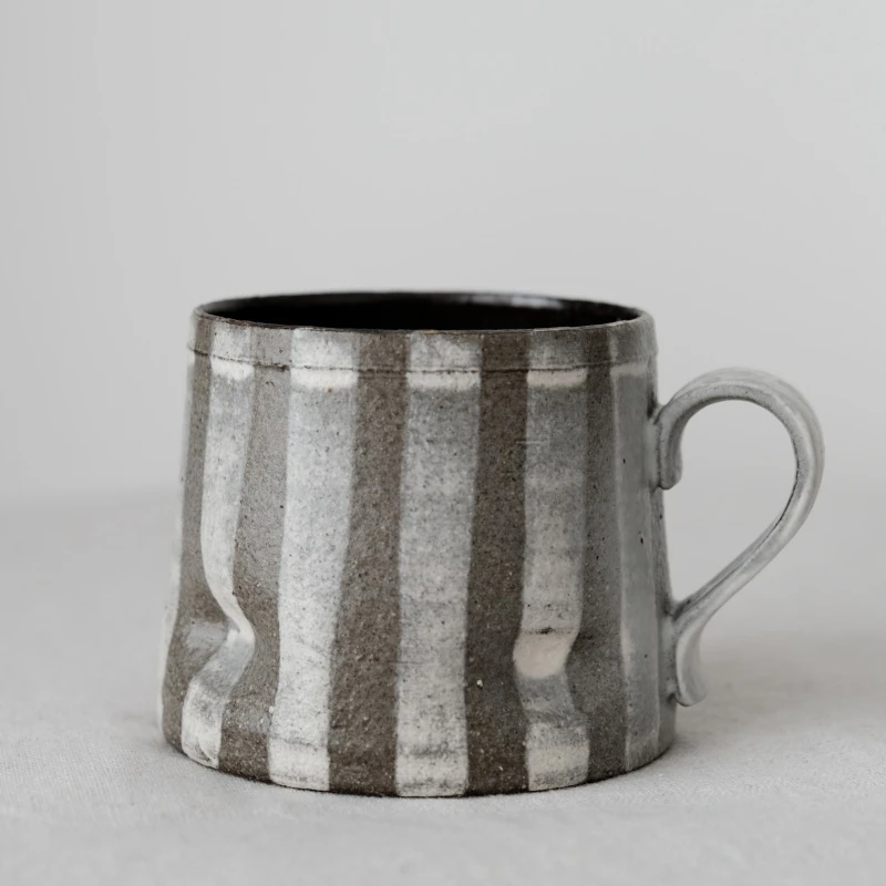 张张的商店·粗陶小众个性竖纹咖啡杯马克杯复古家用条纹手绘日式