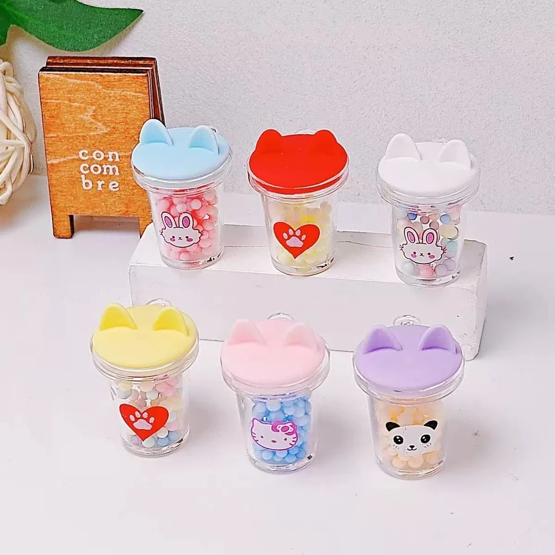 （许愿+对对碰）猫耳摇摇杯树脂配件diy微景观小摆件