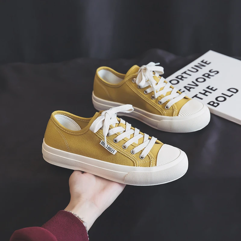 人本帆布鞋女薄款百搭亮粉低帮春夏秋季休闲运动韩版ins学生板鞋