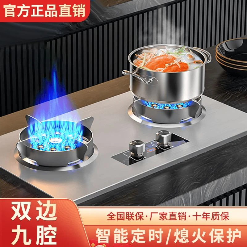 荣事达燃气灶双灶家用天然气台式液化气煤气灶定时猛火灶两用
