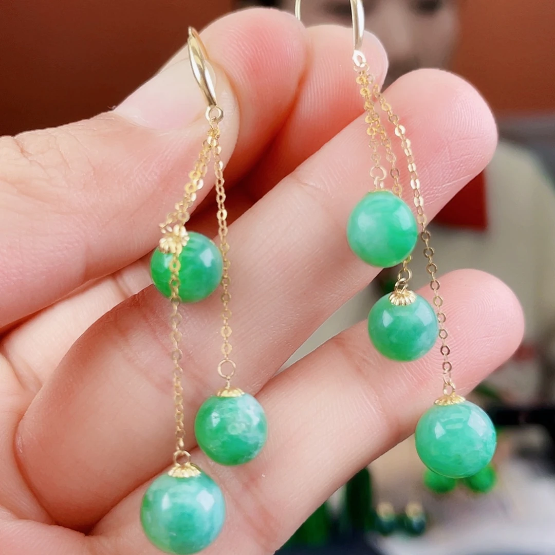 翡翠18K金镶嵌耳饰