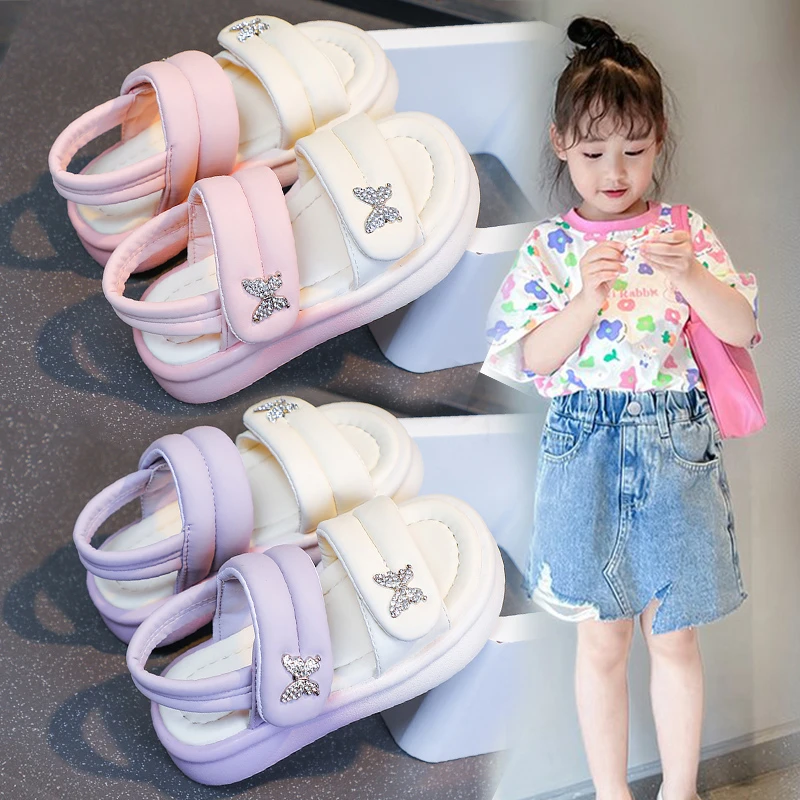 儿童凉鞋女童鞋子2025夏季新款粉色公主鞋时尚女孩沙滩鞋防滑