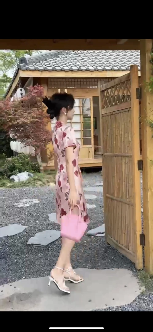 短袖立领旗袍气质复古少女夏季