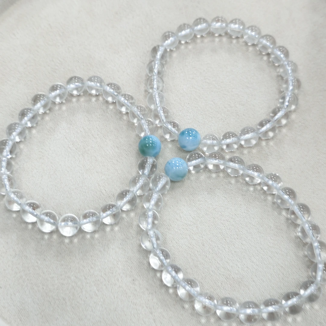 【书记甄选】白水晶搭配海纹石单圈手链 多样性发一件 约8mm CC4157