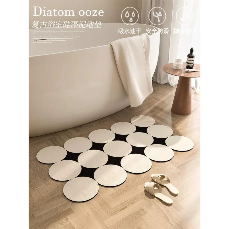浴室硅藻泥防滑软地垫卫生间吸水脚垫洗手台防滑垫奶油风卫浴地毯