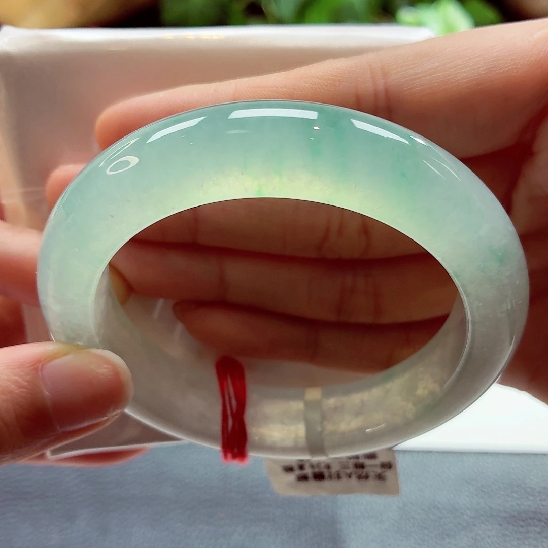 翡翠未镶嵌手镯55.7泥鳅背 起光金丝绿(35号)