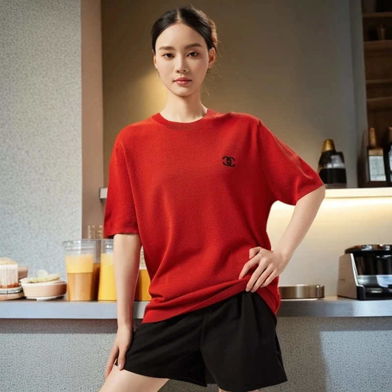 2025春夏新款时尚休闲短袖T恤男女同款橙色