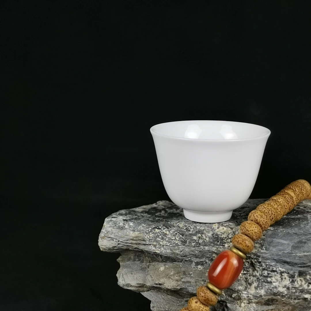 景德镇瓷器高温白釉素瓷单杯家用陶瓷泡茶杯品茗杯酒杯功夫茶具