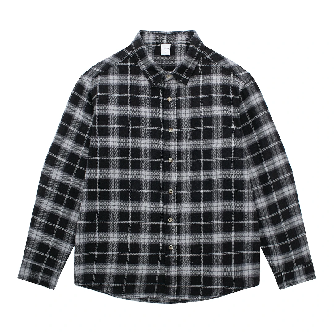 D331格子长袖衬衫男潮牌美式复古街头上衣纯棉百搭宽松休闲衬衣