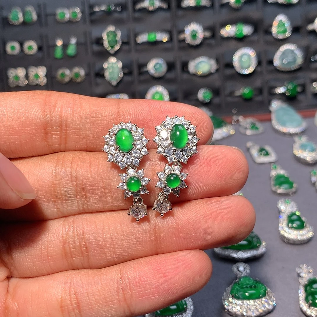 翡翠未镶嵌耳饰耳钉