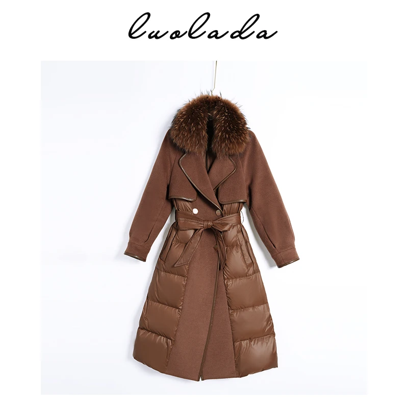 白鹅绒冬季时尚中长款气质大毛领加厚羽绒服