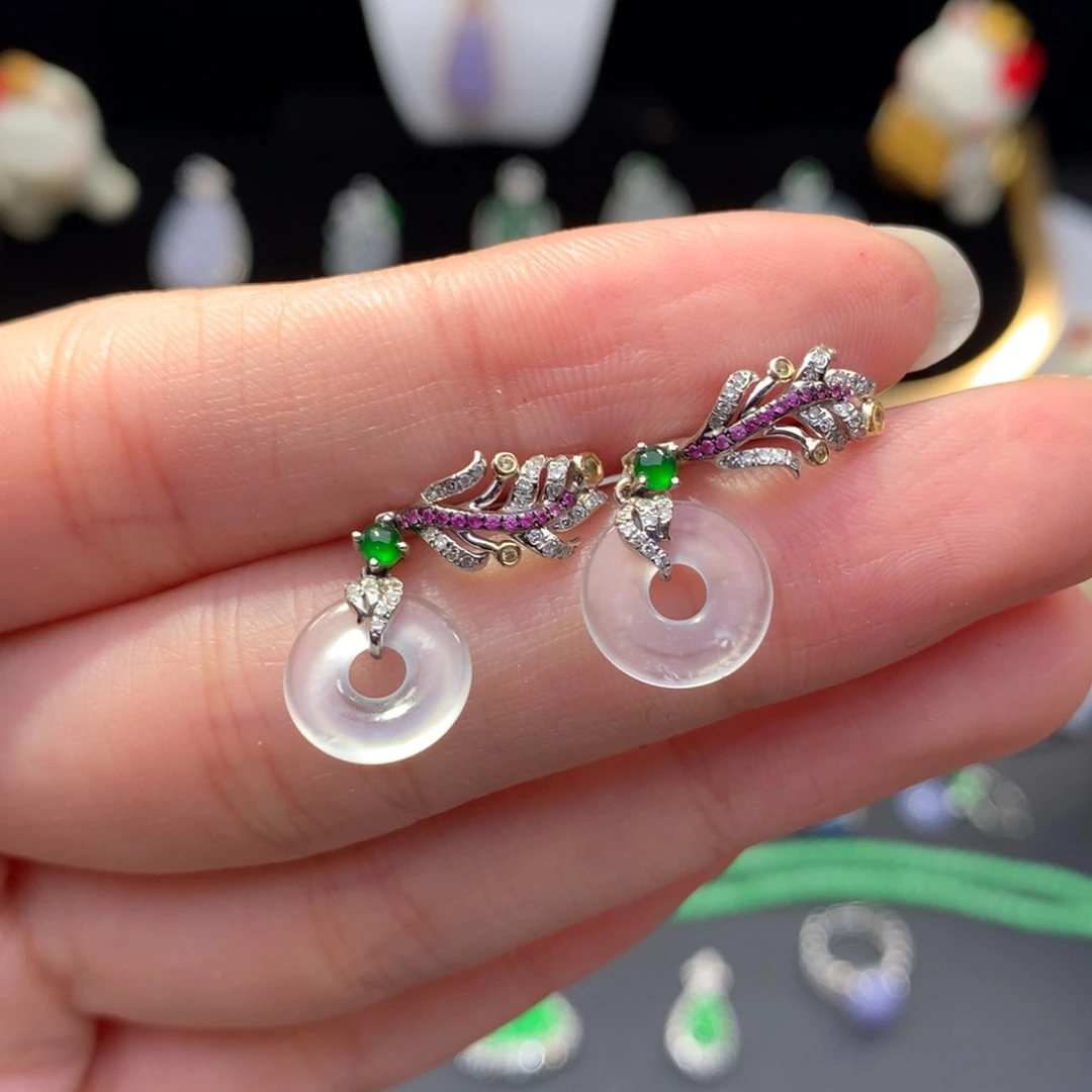 翡翠18K金镶嵌挂件48小时鉴赏期 退货不扣服务费