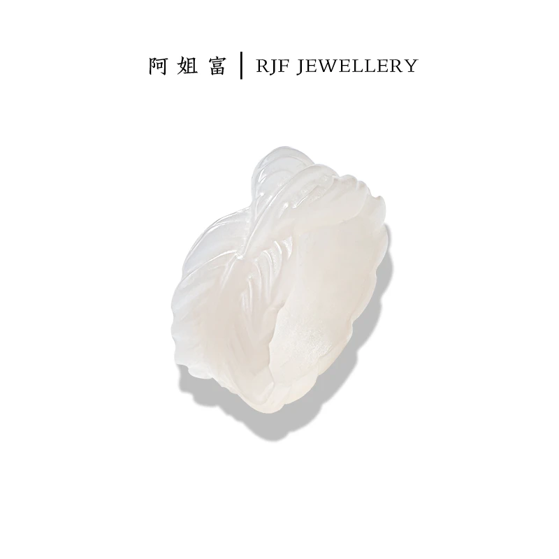 RJF【羽环】原创和田玉藕粉新中式指环戒多样圈口可选