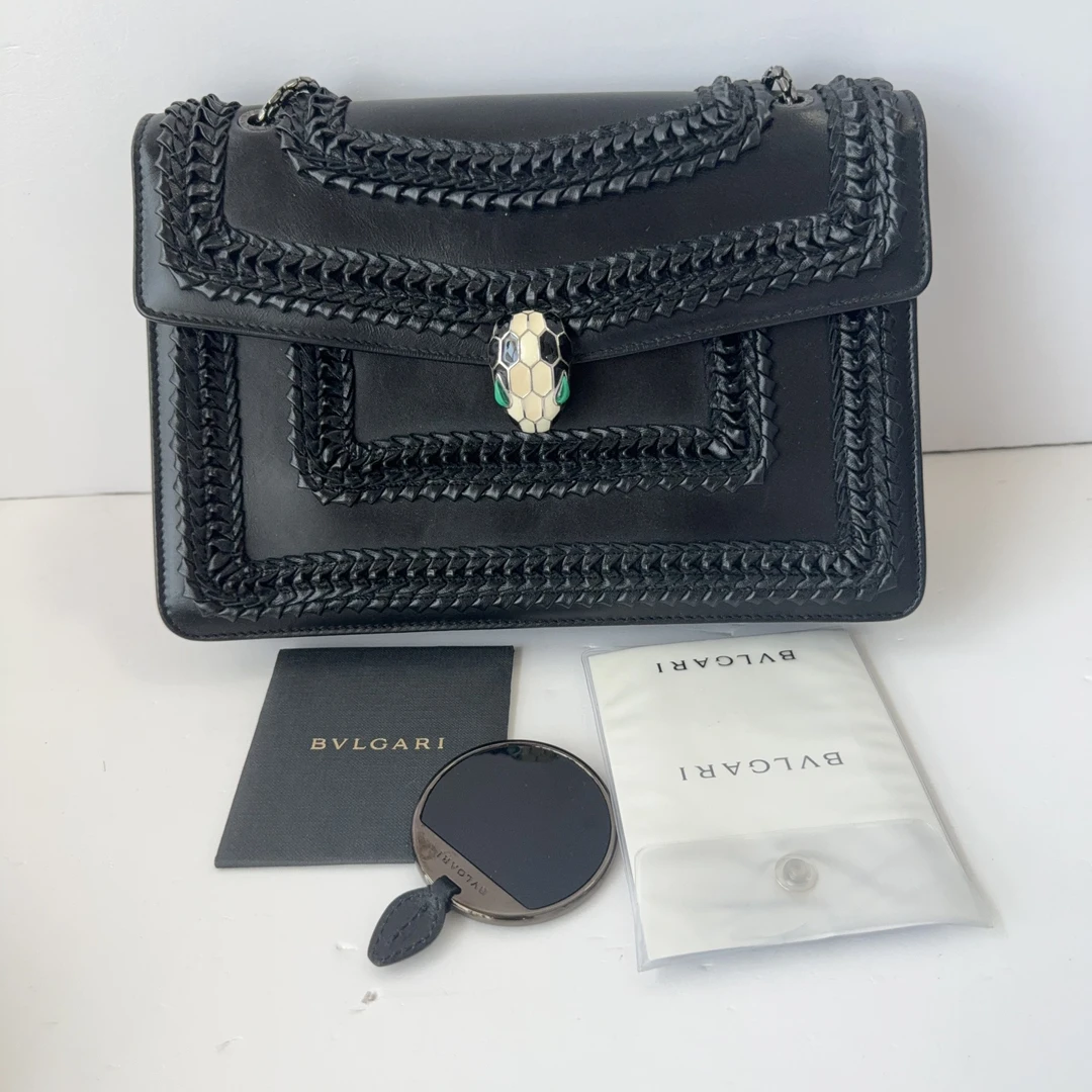 95新 BVLGARI/宝格丽 宝格丽 黑色蛇头单肩包