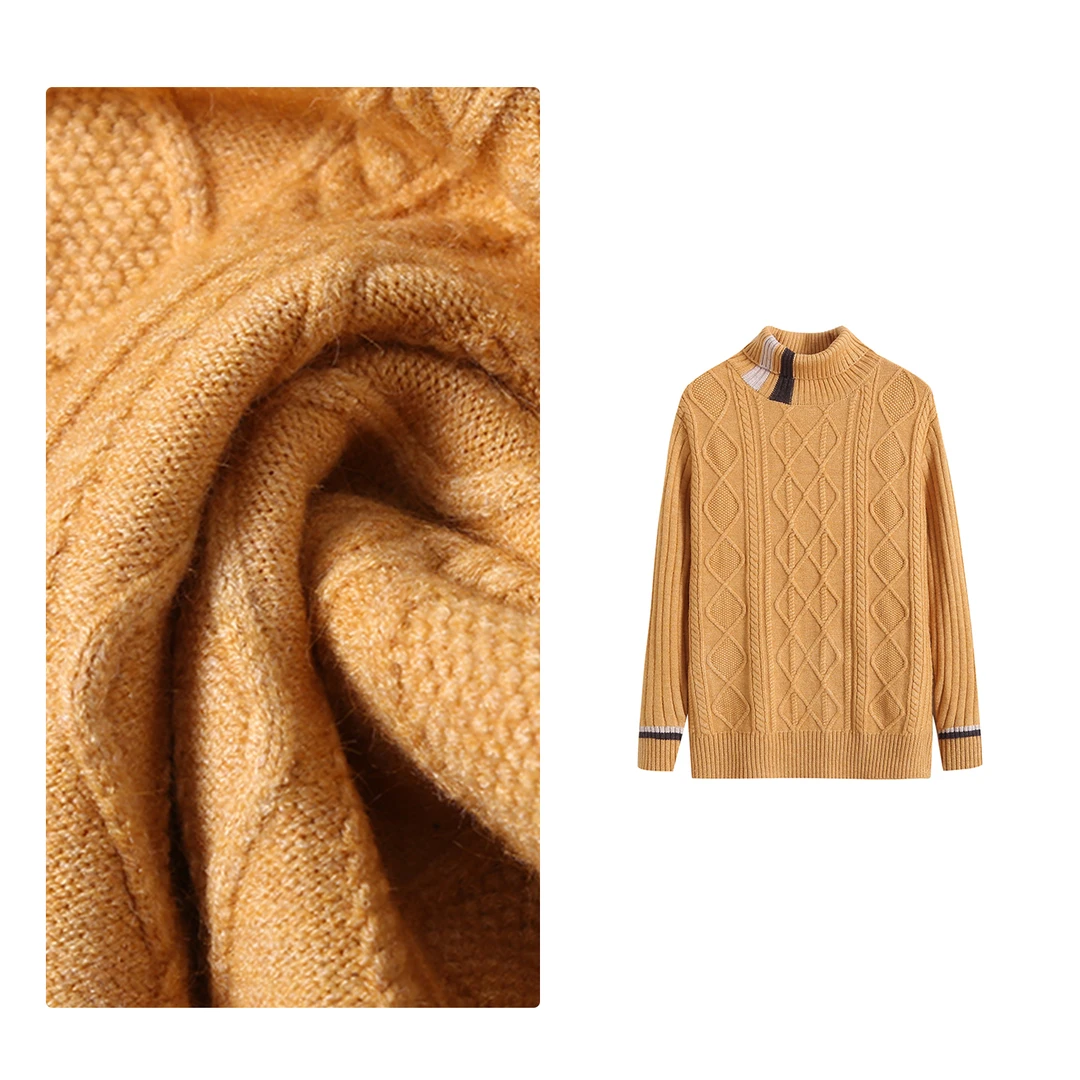 现货！门店2&19！麻花结设计~气质小高领加厚针织上衣女 H00464