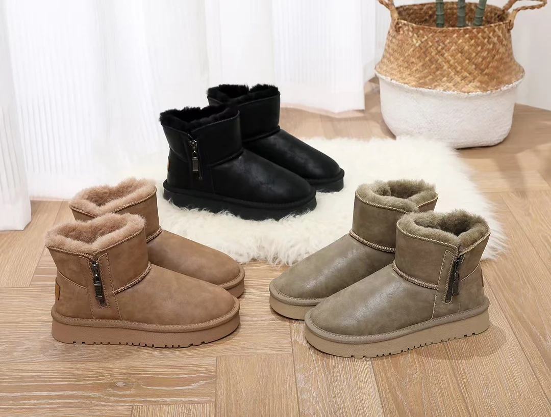 (加厚款A)女款厚底超纤皮面防水防冻裂防滑超轻加厚精品雪地靴