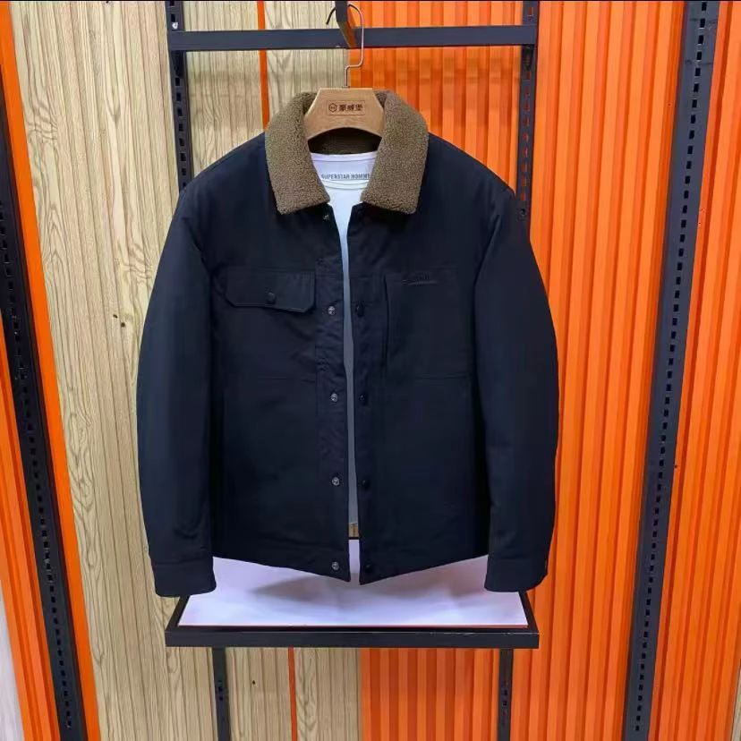 冬季标准加厚收口袖翻领厚款保暖夹克外套男秋季男士时尚休闲秋冬