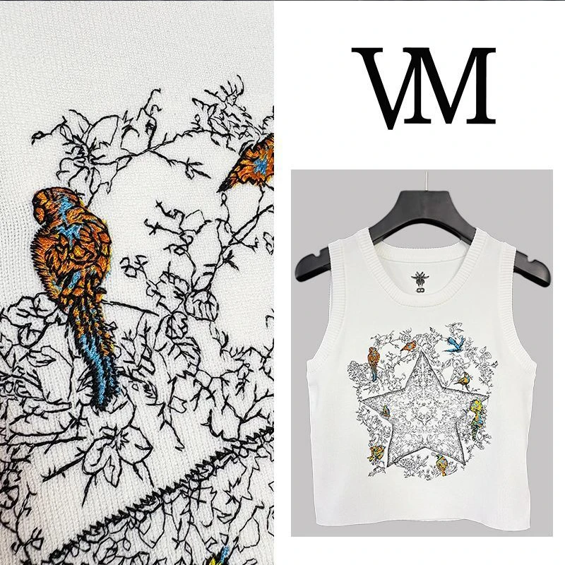 五角星冰丝针织背心吊带女夏季新款高级感时尚修身无袖上衣bx7841