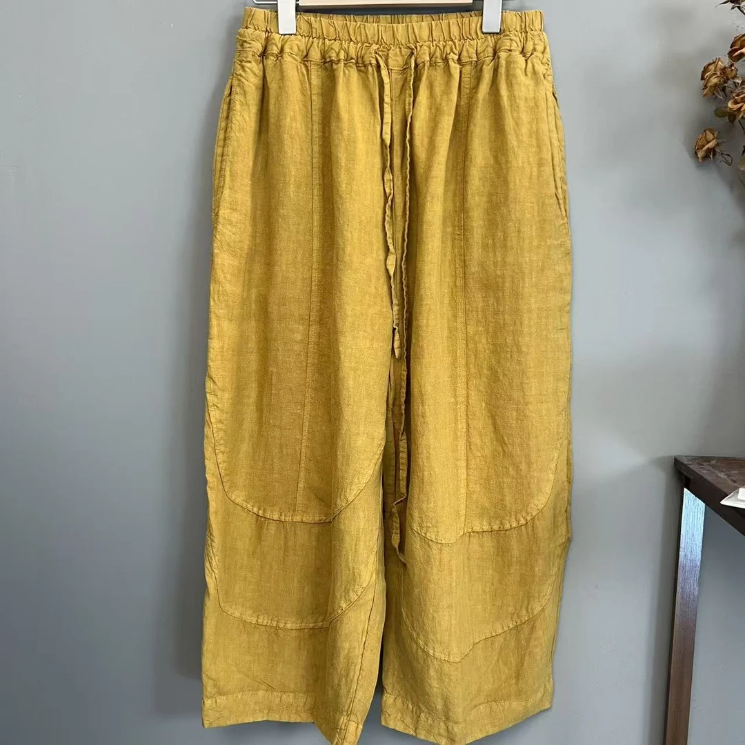 元心  新款百搭休闲靴裤100麻（裤长88cm 80-160斤）