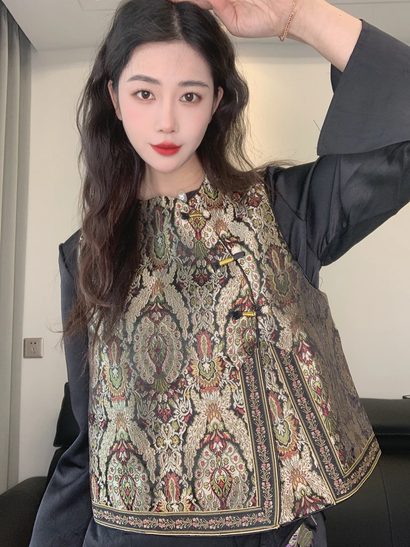 九月   锦瑟年华   新款新中式显瘦国风气质手工中式复古汉服马甲