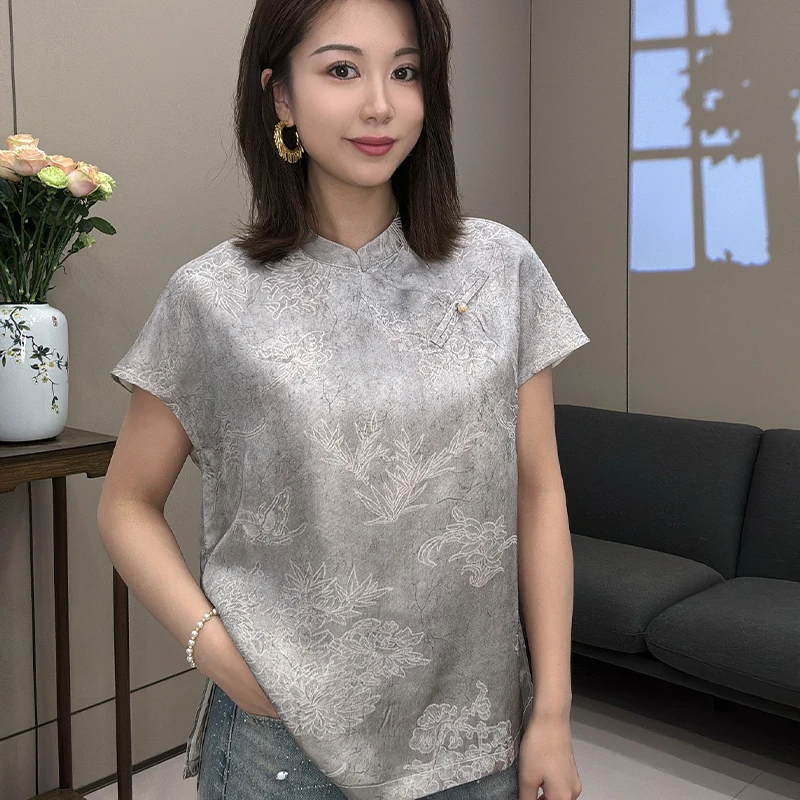 2025新中式盘扣国风飞袖宽松百搭上衣525